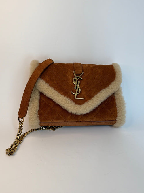 HARD TO FIND Shearling and Suede Saint Laurent Small Envelope Bag