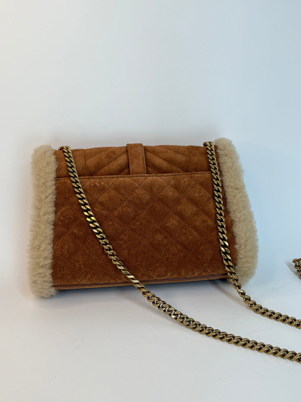 HARD TO FIND Shearling and Suede Saint Laurent Small Envelope Bag