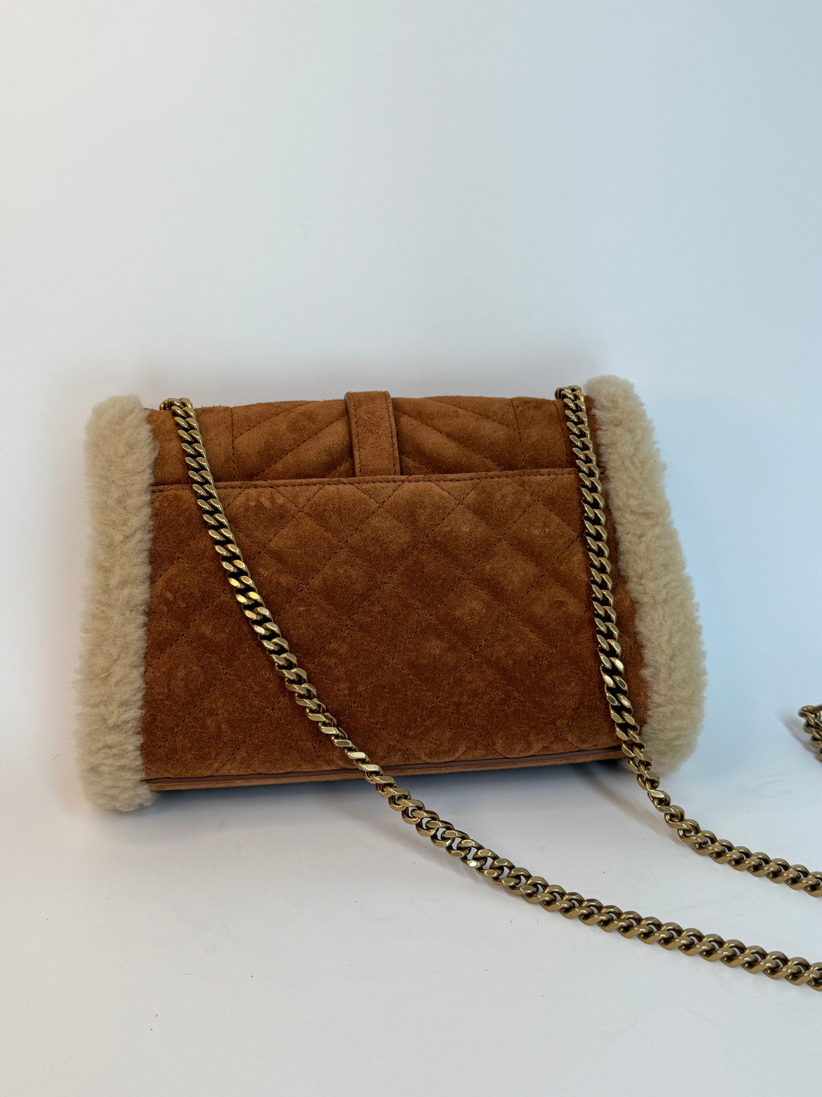 HARD TO FIND Shearling and Suede Saint Laurent Small Envelope Bag