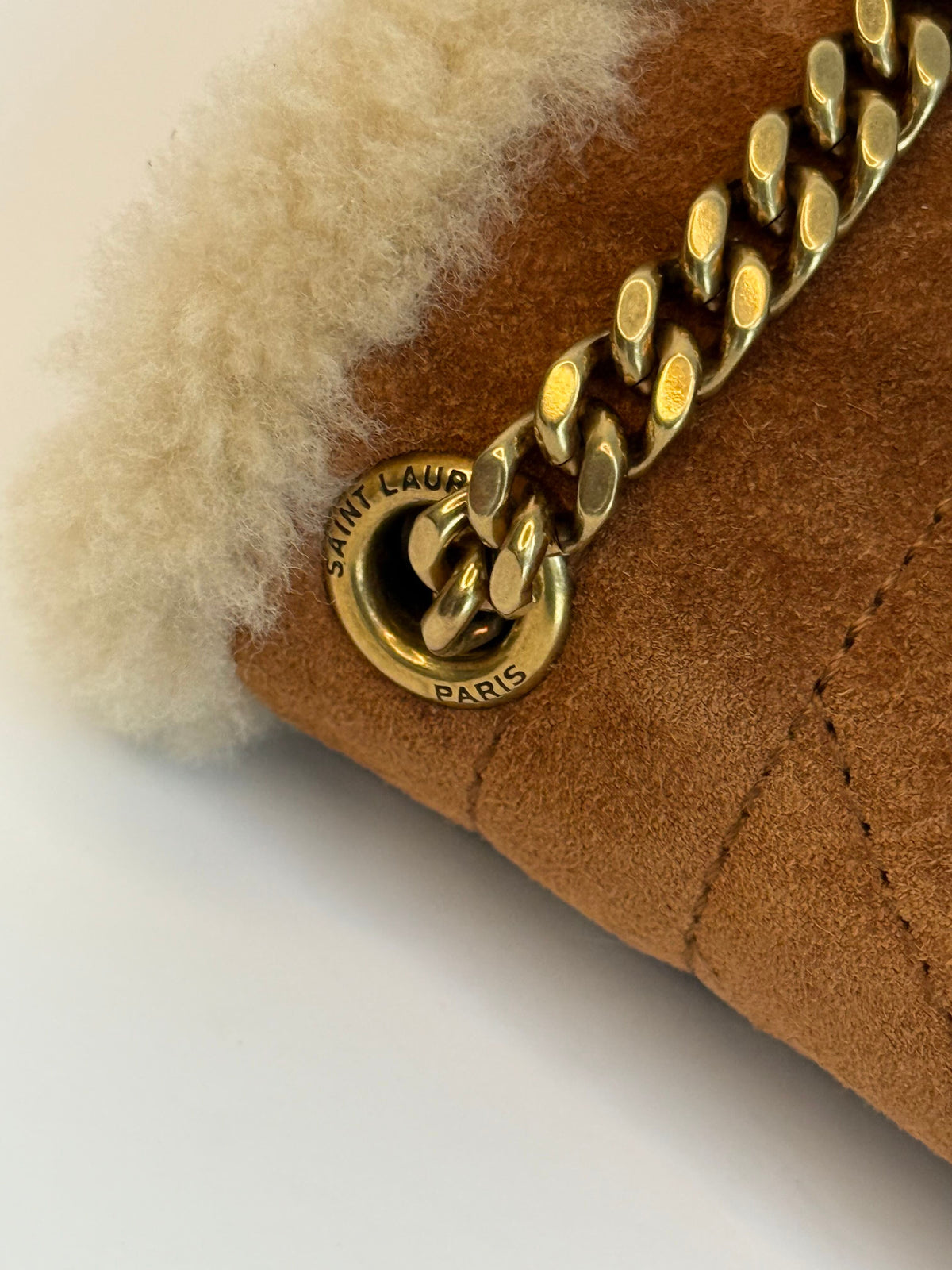 HARD TO FIND Shearling and Suede Saint Laurent Small Envelope Bag