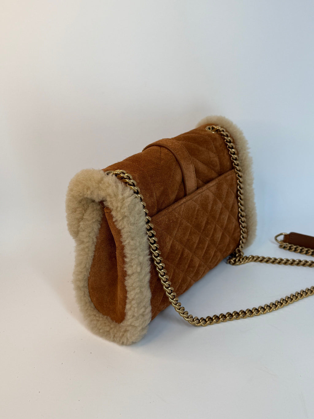 HARD TO FIND Shearling and Suede Saint Laurent Small Envelope Bag