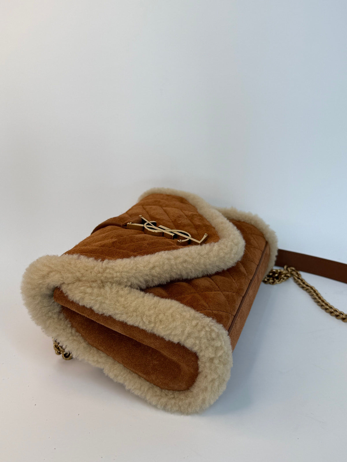HARD TO FIND Shearling and Suede Saint Laurent Small Envelope Bag