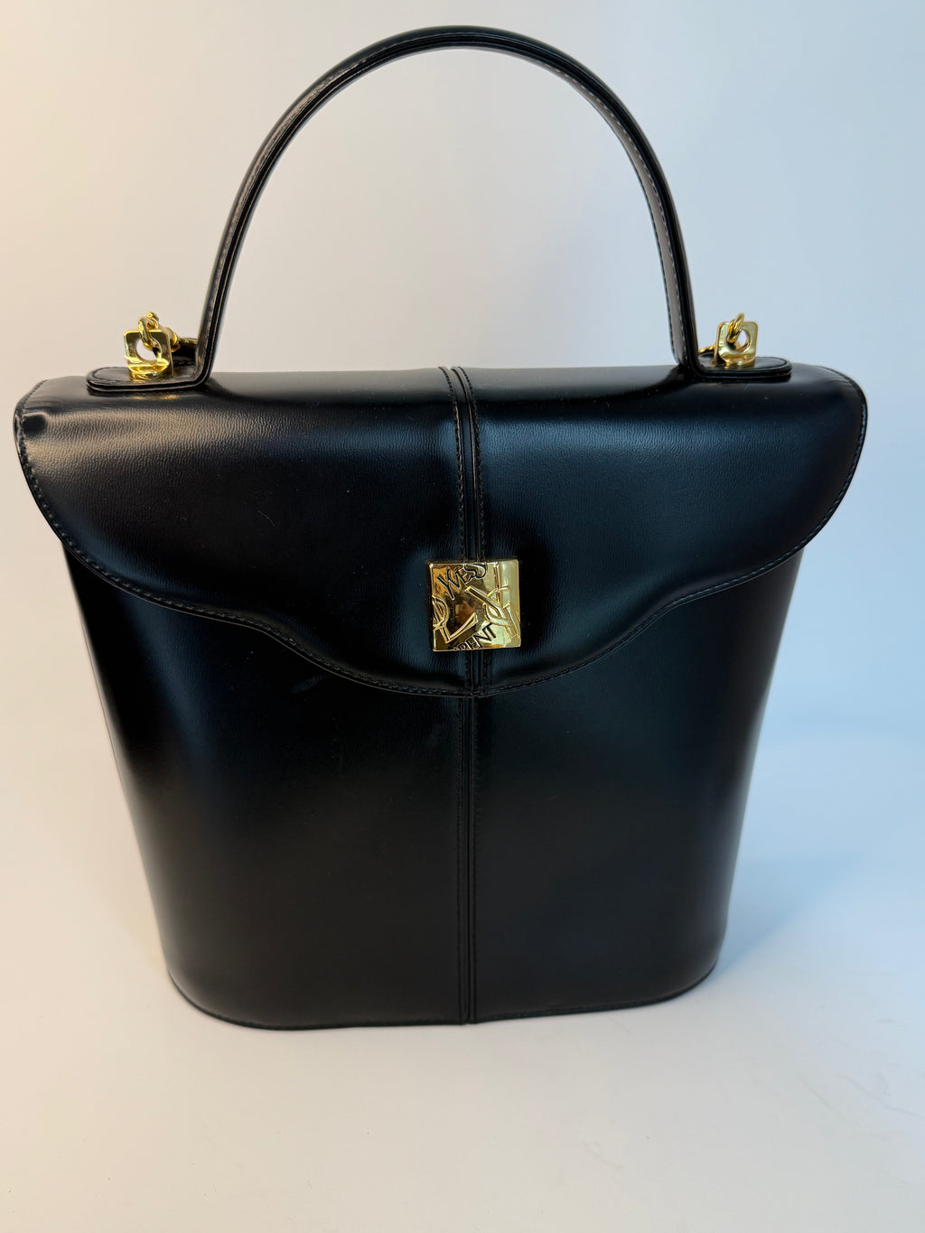 RARE Black Yves Saint Laurent Logo Convertible Top-Handle Bag