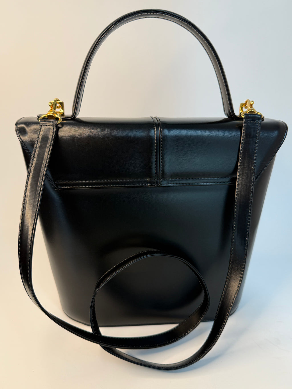 RARE Black Yves Saint Laurent Logo Convertible Top-Handle Bag
