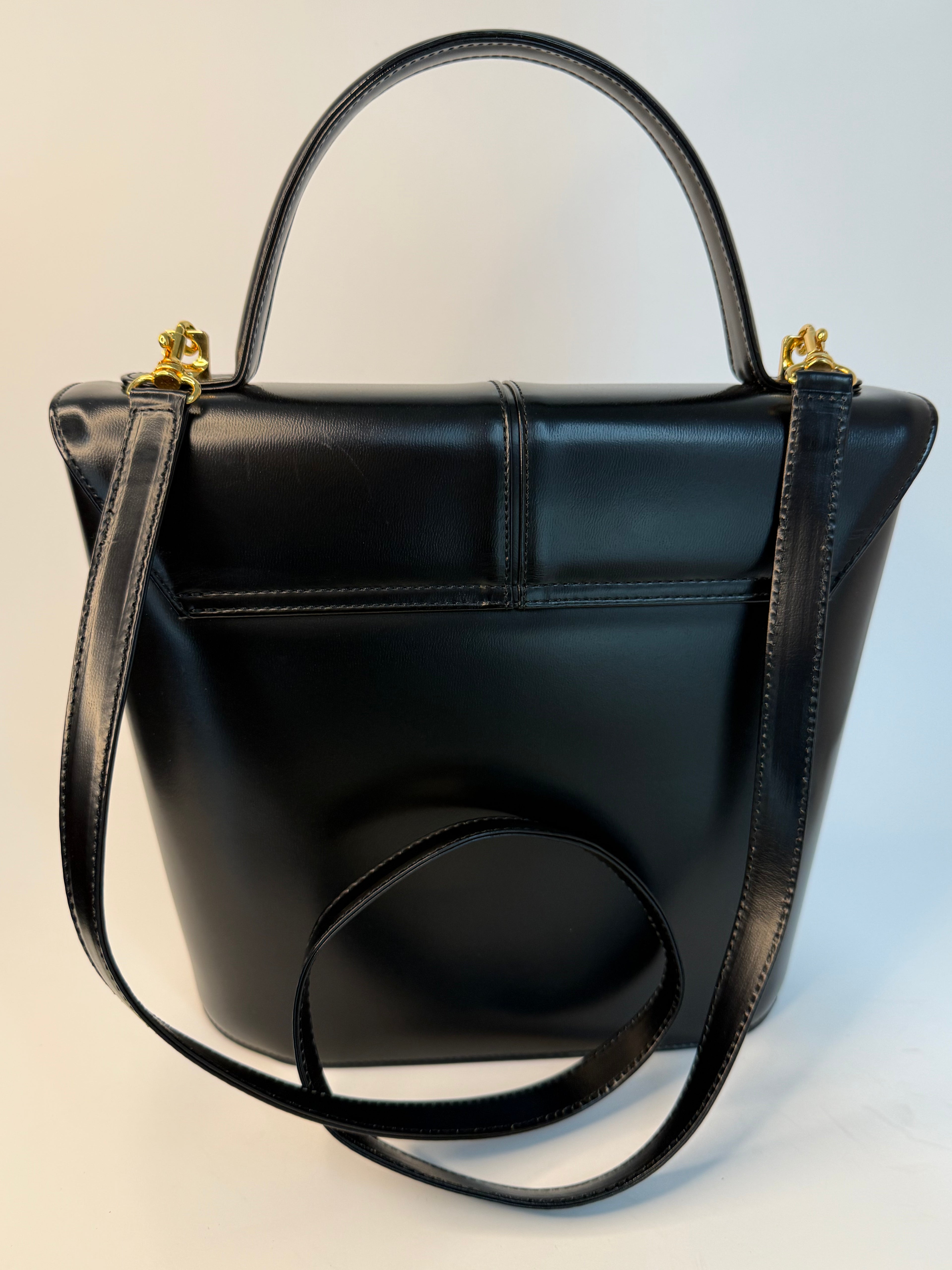 RARE Black Yves Saint Laurent Logo Convertible Top-Handle Bag