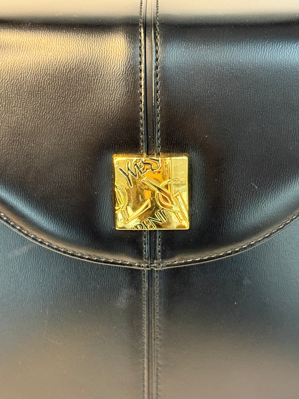 RARE Black Yves Saint Laurent Logo Convertible Top-Handle Bag