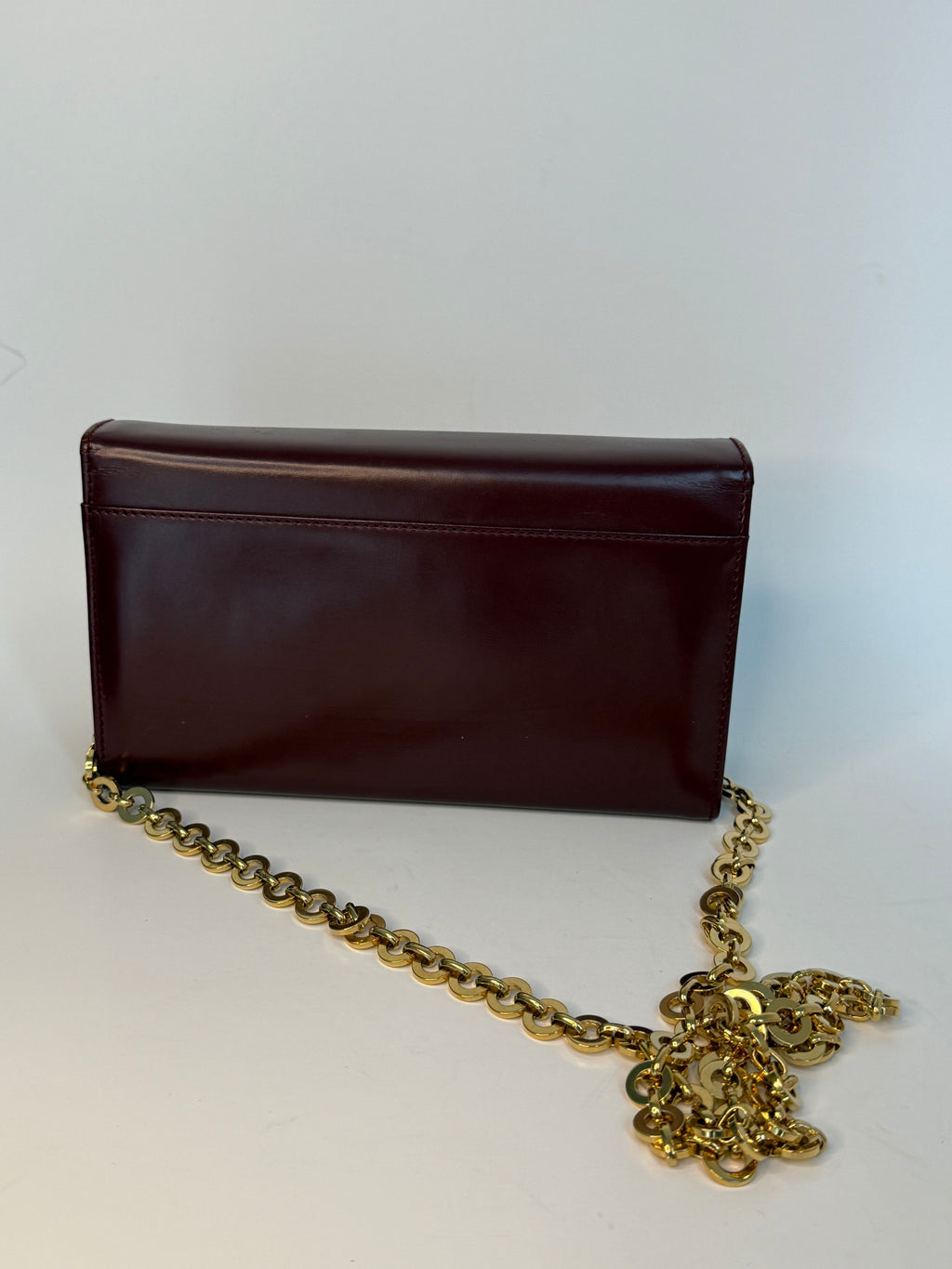 Burgundy Leather Ferragamo Gancini Shoulder Bag