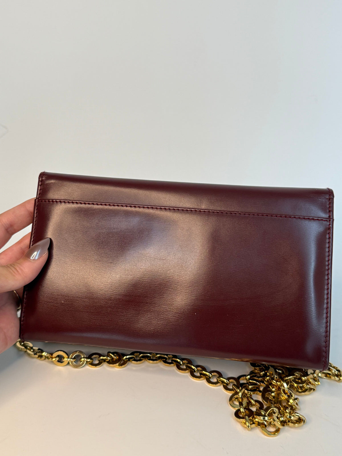 Burgundy Leather Ferragamo Gancini Shoulder Bag