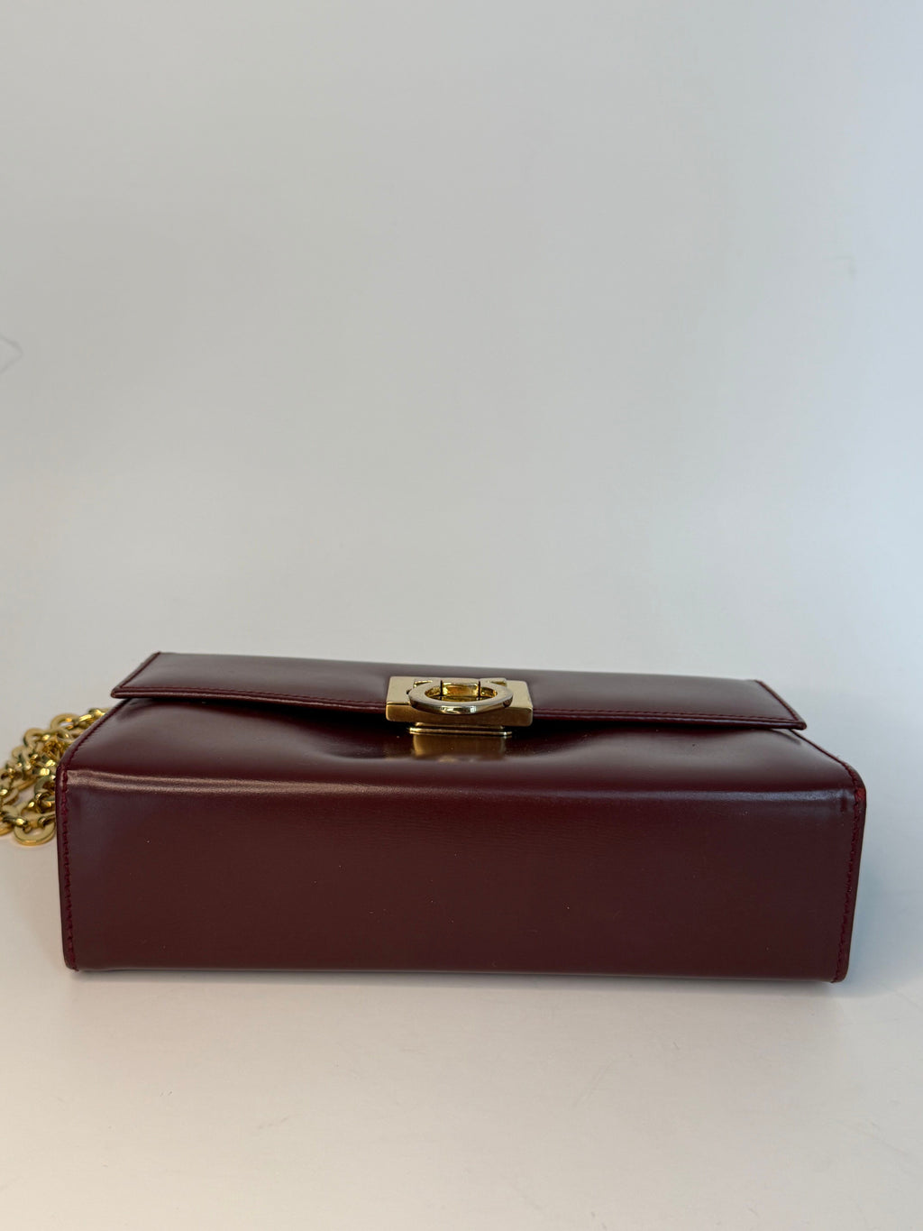 Burgundy Leather Ferragamo Gancini Shoulder Bag