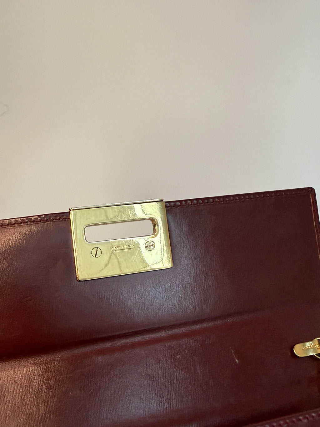 Burgundy Leather Ferragamo Gancini Shoulder Bag